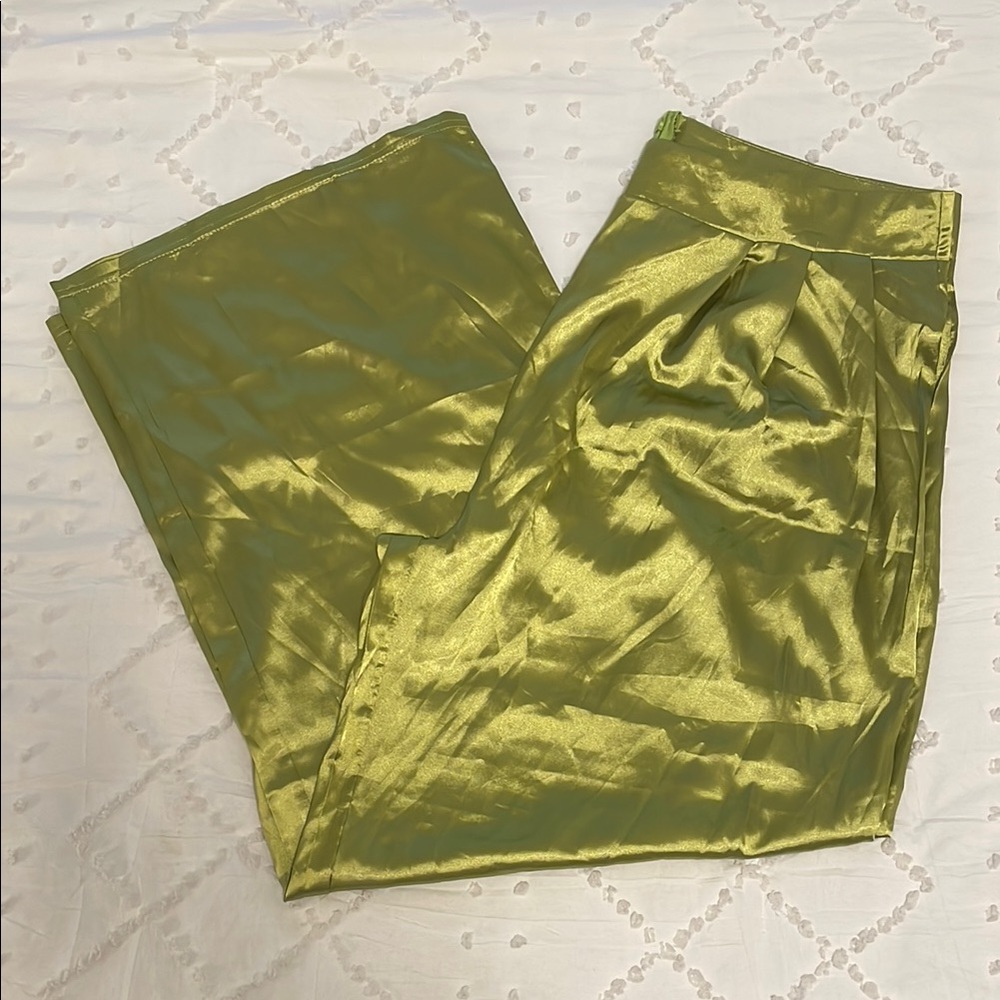 Shiny Green Satin Pants new 2XL